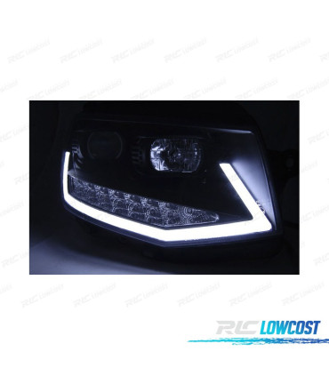 FAROS VOLKSWAGEN VW T6 15-19 TRU DRL NEGROS CON INTERMITENTE LED