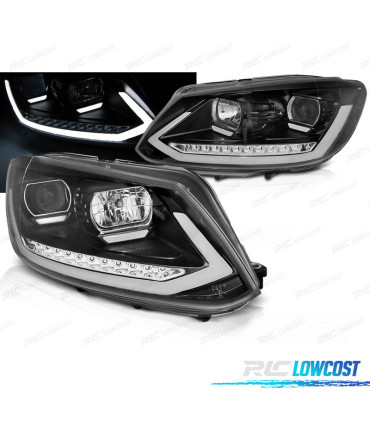 FAROS PARA VOLKSWAGEN VW TOURAN II 10-15 NEGROS TRU DRL CON INTERMITENTE LED DINAMICO