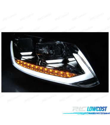 FAROS PARA VOLKSWAGEN VW TOURAN II 10-15 NEGROS TRU DRL CON INTERMITENTE LED DINAMICO