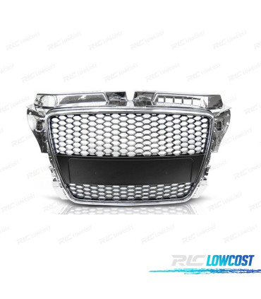 PARRILLA AUDI A3 8P 08-12 LOOK RS CROMO NEGRO