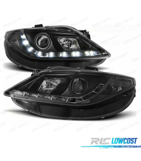 FAROS PARA SEAT IBIZA 6J 08-12 LUZ DIURNA LED FONDO NEGRO