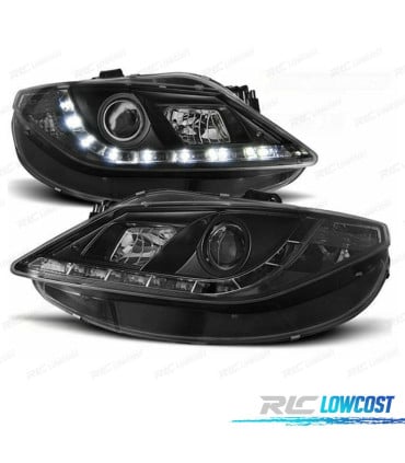 FAROS PARA SEAT IBIZA 6J 08-12 LUZ DIURNA LED FONDO NEGRO