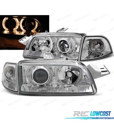 FAROS FIAT PUNTO 93-99 OJOS ANGEL FONDO CROMO AUT.