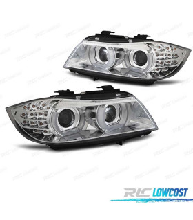 FAROS XENON AFS OJOS ANGEL U 3D LED PARA BMW E90 E91 08-12 FONDO CROMO