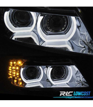FAROS XENON AFS OJOS ANGEL U 3D LED PARA BMW E90 E91 08-12 FONDO CROMO