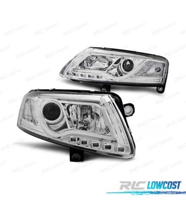 FAROS AUDI A6 C6 04-08 LUZ DIURNA DRL LED CROMADO