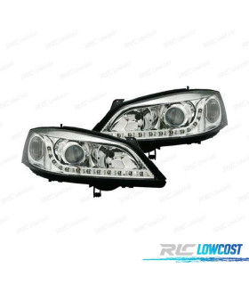 FAROS OPEL ASTRA G 97-04 LUZ DIURNA LED CROMADOS