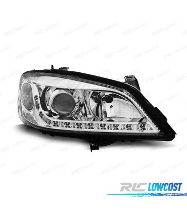 FAROS OPEL ASTRA G 97-04 LUZ DIURNA LED CROMADOS H7