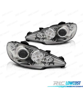 FAROS PEUGEOT 206 02- LUZ DIURNA OJOS ANGEL CROMO