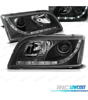 FAROS VOLVO S40 V40 96-03 LUZ DIURNA LED FONDO NEGRO