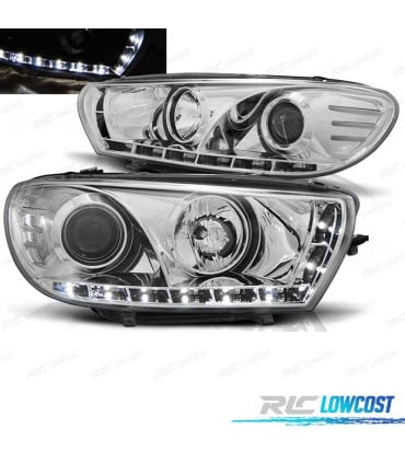 FAROS PARA VOLKSWAGEN VW SCIROCCO 08-14 LUZ DIURNA FONDO CROMO