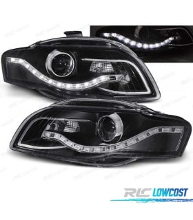 FAROS AUDI A4 B7 LUZ DIURNA LED FONDO NEGRO 04-07