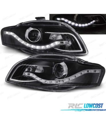 FAROS AUDI A4 B7 LUZ DIURNA LED FONDO NEGRO 04-07