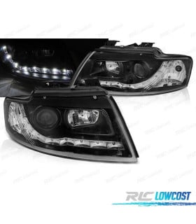 FAROS AUDI A4 B6 00-04 LUZ DIURNA LED FONDO NEGRO