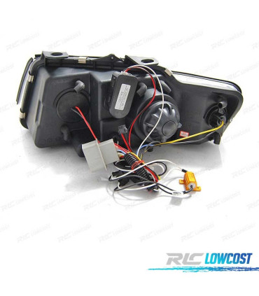 FAROS AUDI A4 B6 00-04 LUZ DIURNA LED FONDO NEGRO