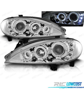 FAROS RENAULT MEGANE 99-02 OJOS ANGEL FONDO CROMO