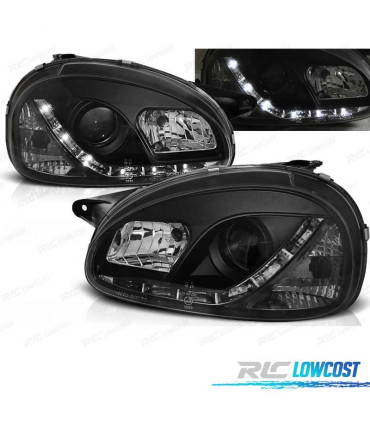 FAROS OPEL CORSA B 93-00 LUZ DIURNA LED FONDO NEGRO