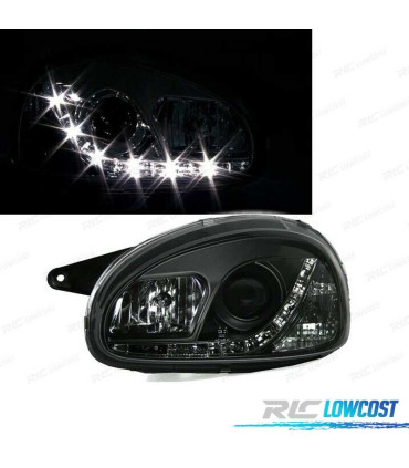 FAROS OPEL CORSA B 93-00 LUZ DIURNA LED FONDO NEGRO