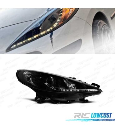 FAROS PEUGEOT 207 06-12 LUZ DIURNA LED NEGRO + MOTOR