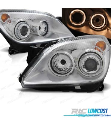 FAROS OPEL ASTRA H 04-09 OJOS ANGEL FONDO CROMO