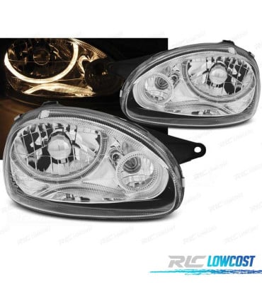 FAROS OPEL CORSA B 93-00 OJOS ANGEL CROMADOS