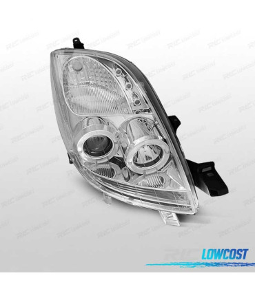 FAROS TOYOTA YARIS 06-09 OJOS ANGEL CCFL FONDO CROMO