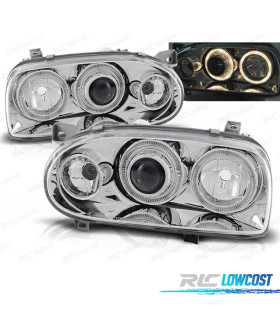FAROS VOLKSWAGEN VW GOLF 3 91-97 OJOS ANGEL CROMADOS + INTERMITENTES