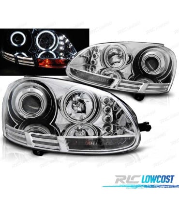 FAROS VOLKSWAGEN VW GOLF 5 03-09 OJOS ANGEL CCFL CROMADO