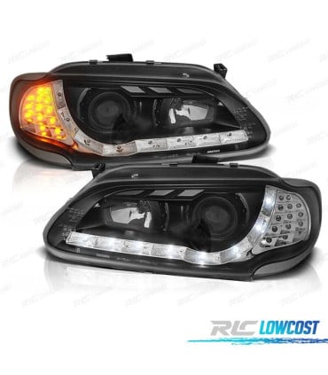 FAROS RENAULT MEGANE SCENIC 96-99 LUZ DIURNA LED FONDO NEGRO