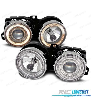FAROS PARA BMW SERIE 3 E30 82-94 OJOS ANGEL FONDO CROMO
