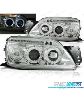 FAROS FORD FIESTA 99-02 OJOS ANGEL FONDO CROMO