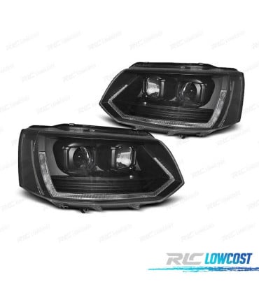 FAROS VOLKSWAGEN VW T5 MULTIVAN CARAVELLE 10-15 LOOK T6 DRL LED NEGRO