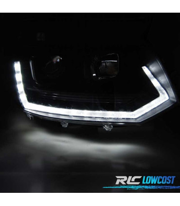 FAROS VOLKSWAGEN VW T5 MULTIVAN CARAVELLE 10-15 LOOK T6 DRL LED NEGRO