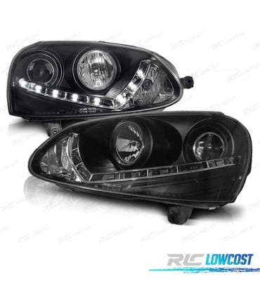 FAROS VOLKSWAGEN VW GOLF MK5 03-08 LUZ DIURNA LED FONDO NEGRO