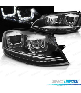 FAROS VOLKSWAGEN VW GOLF 7 12-17 U-TYPE DRL DINAMICOS NEGRO