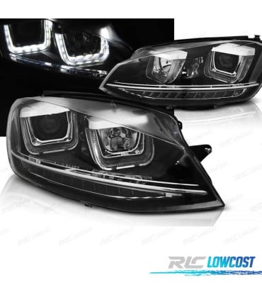 FAROS VOLKSWAGEN VW GOLF 7 12-17 U-TYPE DRL DINAMICOS NEGRO