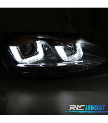 FAROS VOLKSWAGEN VW GOLF 7 12-17 U-TYPE DRL DINAMICOS NEGRO