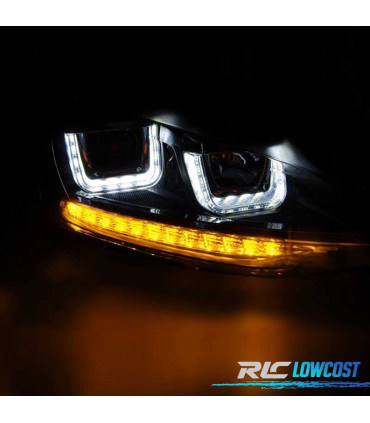 FAROS VOLKSWAGEN VW GOLF 7 12-17 U-TYPE DRL DINAMICOS NEGRO