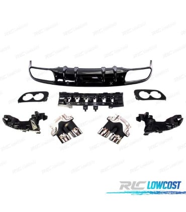 DIFUSOR MERCEDES CLASE C C205 COUPE 14-18 AMG PDC + COLAS ESCAPE CROMO