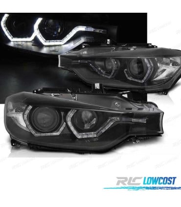 FAROS BMW F30 F31 11-15 XENON OJOS ANGEL DRL LED NEGRO
