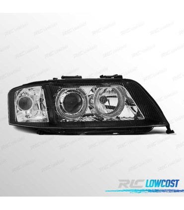 FAROS AUDI A6 99-01 XENON OJOS ANGEL LED FONDO NEGRO