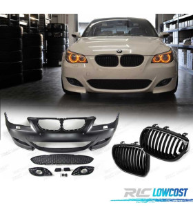 PARAGOLPES + PARRILLAS BMW E60 03-07 LOOK M5 NEGRO BRILLO PDC SRA