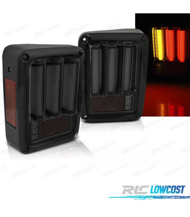 PILOTOS PARA JEEP WRANGLER JK 07-18 LED BAR AHUMADOS NEGRO