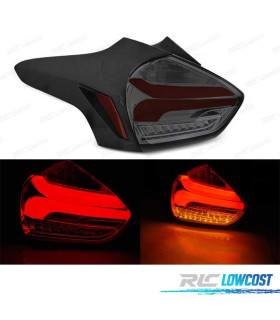PILOTOS PARA FORD FOCUS MK3 HATCHBACK 15-18 LED DINÁMICOS ROJO AHUMADO