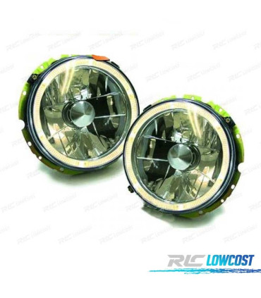 FAROS PARA VOLKSWAGEN VW GOLF MK1 74-83 OJOS ANGEL FONDO CROMO