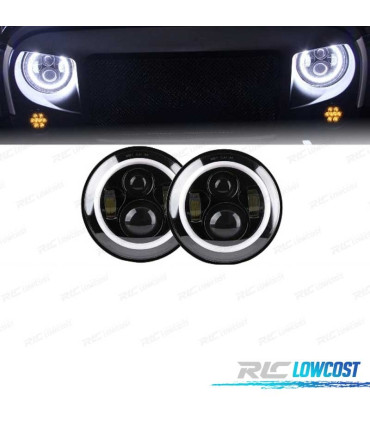 FAROS PARA JEEP WRANGLER 96-18 OJOS ANGEL LED NEGRO
