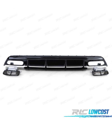 DIFUSOR MERCEDES CLASE A W176 15-18 LOOK A45 AMG NEGRO BRILLO + COLAS ESCAPE