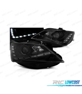 FAROS PARA SEAT IBIZA 6J 12-15 LUZ DIURNA LED FONDO NEGRO