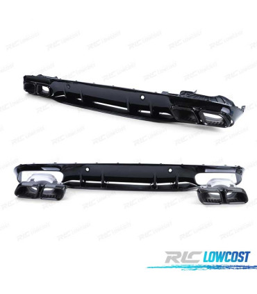 DIFUSOR MERCEDES CLASE C C205 COUPE 15-18 LOOK AMG C63 NEGRO BRILLO + COLAS ESCAPE NEGRO