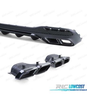 DIFUSOR MERCEDES GLE W166 15-19 LOOK AMG GLE63 NEGRO BRILLO + COLAS ESCAPE NEGRO